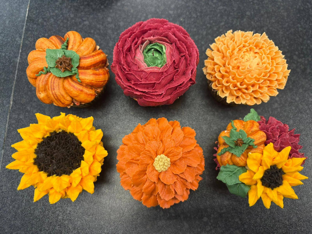 Autumnal Piped Flower Cupcake Class - Tuesday 9th September