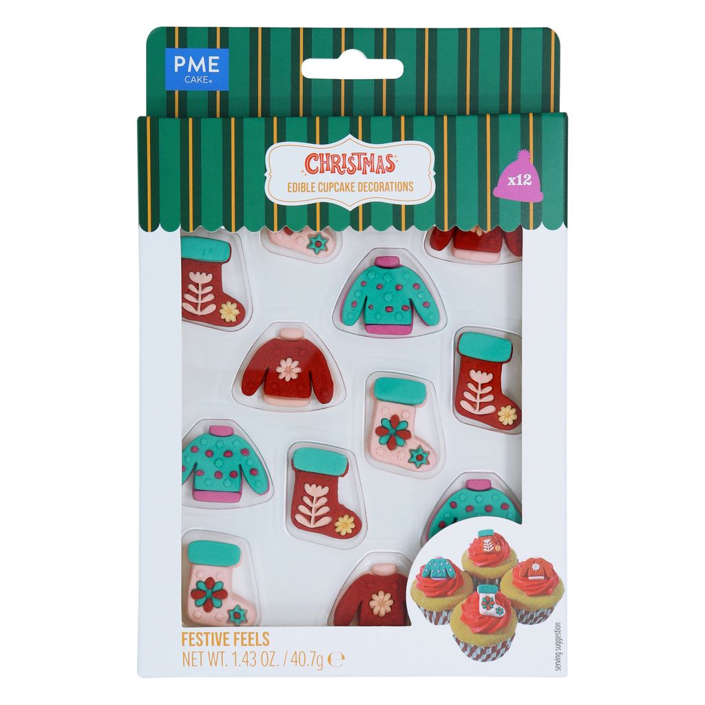 Christmas Edible Sugar Decorations - Festive Feels (Set of 12)