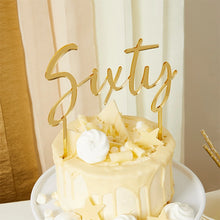 Load image into Gallery viewer, Gold &#39;Sixty&#39; Acrylic Cake Topper
