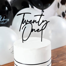 Load image into Gallery viewer, Black &#39;Twenty One&#39; Acrylic Cake Topper
