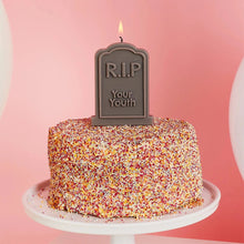 Load image into Gallery viewer, R.I.P Your Youth Gravestone Candle
