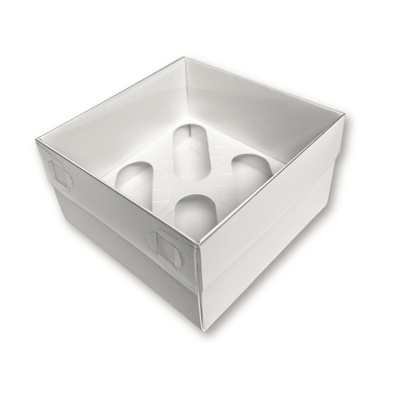 White Cupcake Box with Clear Lid (Holds 4)