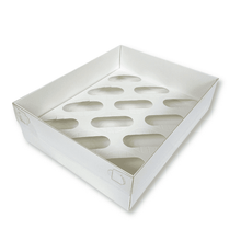 Load image into Gallery viewer, White Cupcake Box with Clear Lid (Holds 12)
