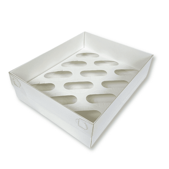 White Cupcake Box with Clear Lid (Holds 12)