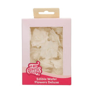 White Medium Rose Rosalia Deluxe Wafer Flowers Pack Of 15