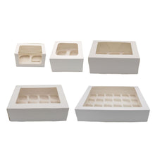 Load image into Gallery viewer, 4" Deep White Cupcake Box With Window
