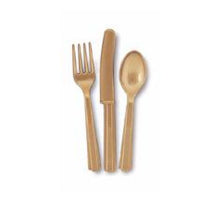 Load image into Gallery viewer, Gold Plastic Cutlery
