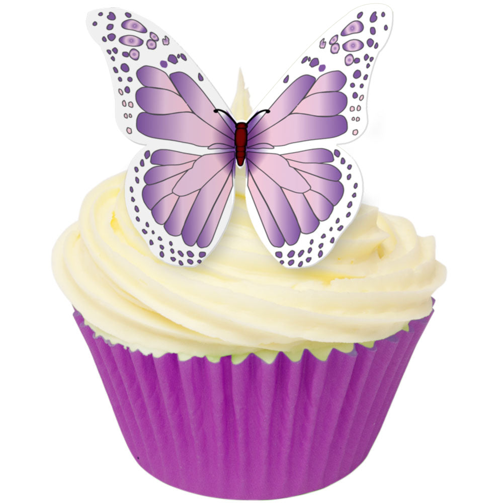 Purple, Pink & White Edible Wafer Butterflies