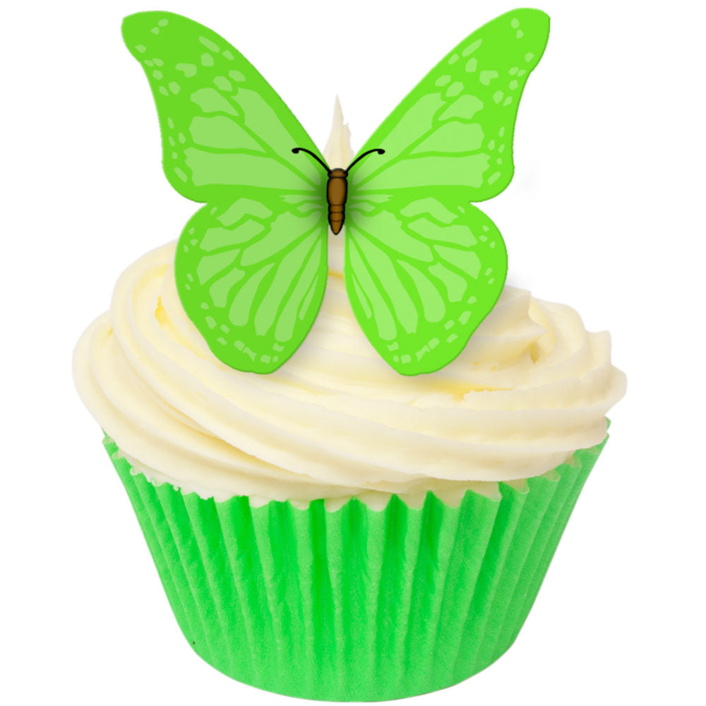Vivid Green Edible Wafer Butterflies