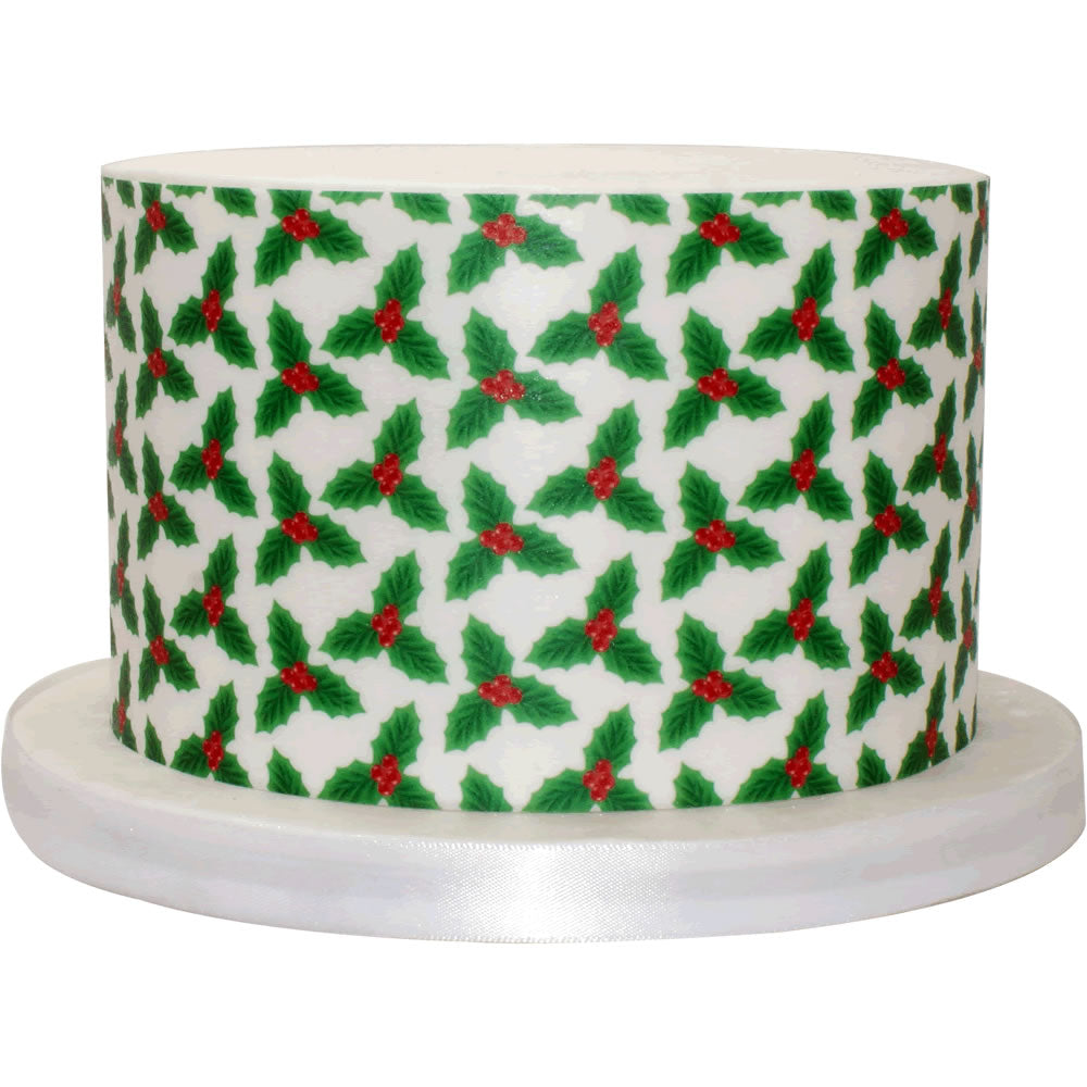 Large Holly Patterned Edible Wafer Paper