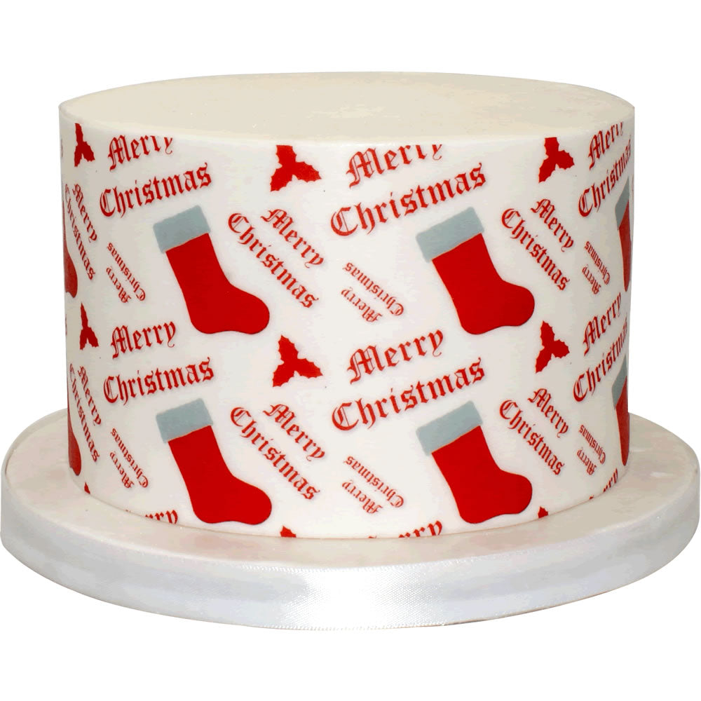 Merry Christmas Patterned Edible Wafer Paper
