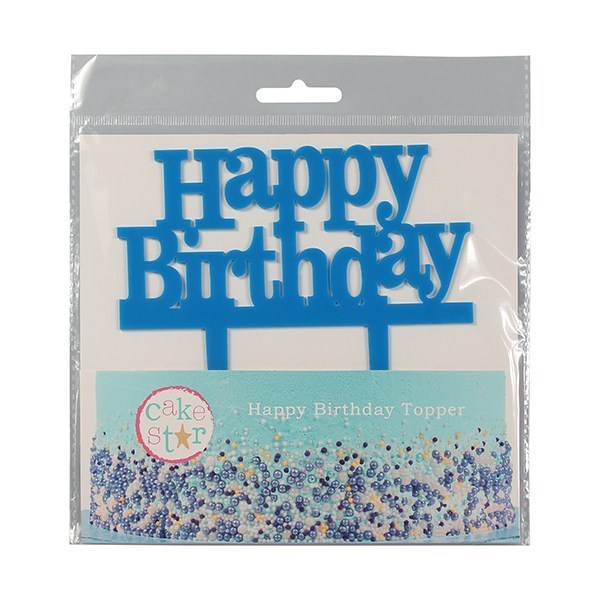 Blue Happy Birthday Cake Topper