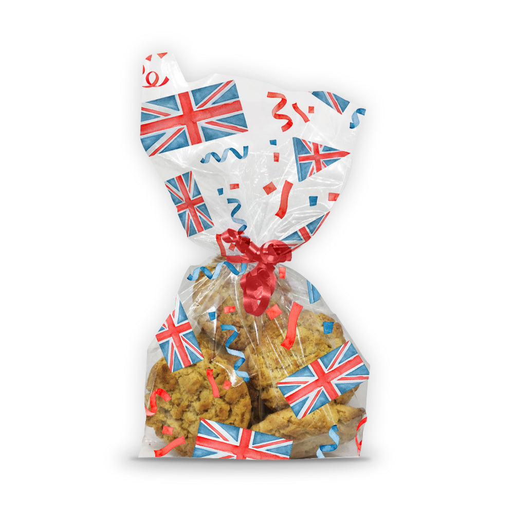 Union Jack Cello Treat Bags With Twist Ties