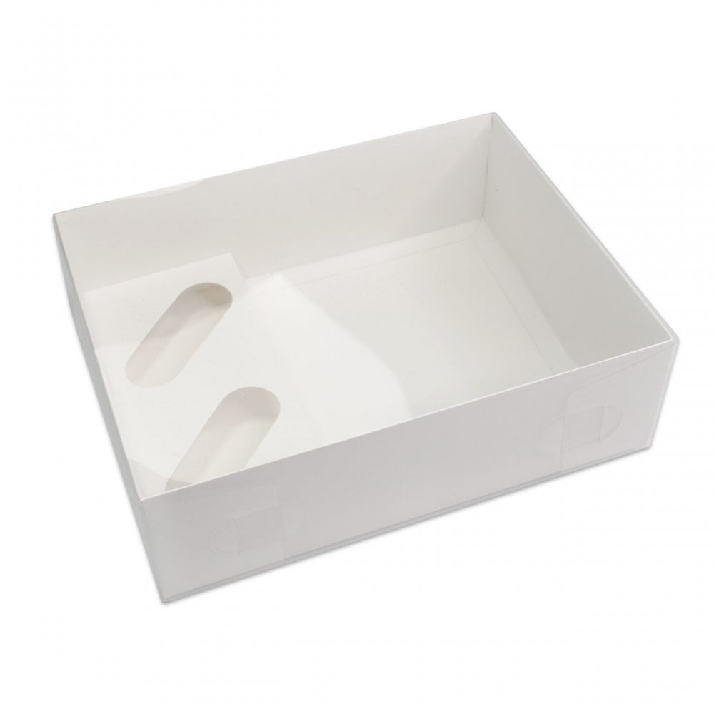 White Hamper & Cupcake Box With Full Clear Lid - Pack of 2