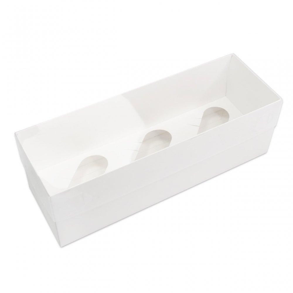 Holds 3 White Cupcake Box With Full Clear Lid - Pack of 2