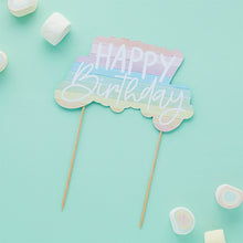 Load image into Gallery viewer, Eco Rainbow &#39;Happy Birthday&#39; Paper Cake Topper
