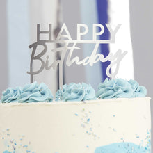 Load image into Gallery viewer, Silver Acrylic Happy Birthday Cake Topper
